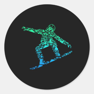 Snowboard Snowboarder Snowboarding Men Boys Kids Classic Round Sticker