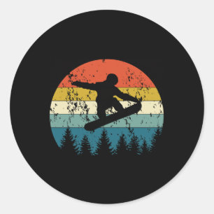 Snowboard Snowboarder Snowboarding Snow Sport Vint Classic Round Sticker
