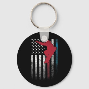 Snowboard Snowboarding 4th Of July American Flag U Key Ring
