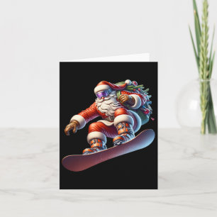 Snowboard Snowboarding Santa Christmas Card