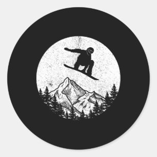Snowboard Snowboarding Silhouette Snowboarding Gif Classic Round Sticker
