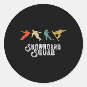 Snowboard Squad Retro Snowboard Winter Sport Snowb Classic Round Sticker