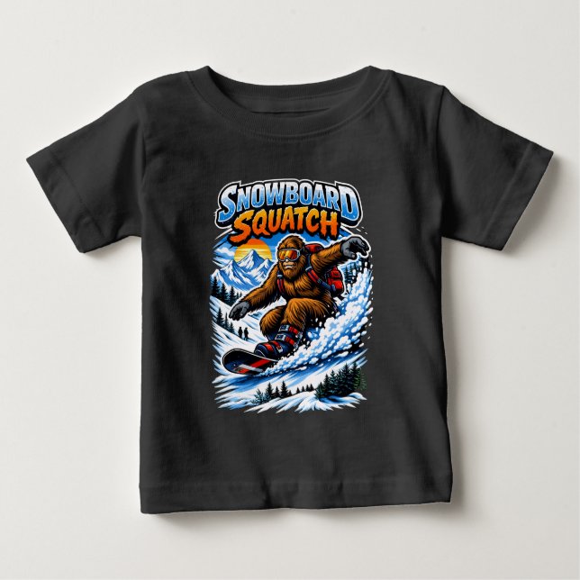 Snowboard Squatch – Funny Bigfoot Snowboarding  Baby T-Shirt (Front)