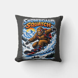 Snowboard Squatch – Funny Bigfoot Snowboarding  Cushion