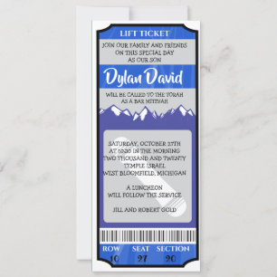 SNOWBOARD TICKET Bar Bat Mitzvah Invitation