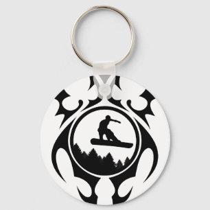 snowboard. tribal. key ring