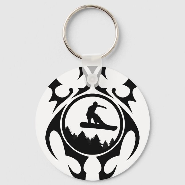 snowboard. tribal. key ring (Front)