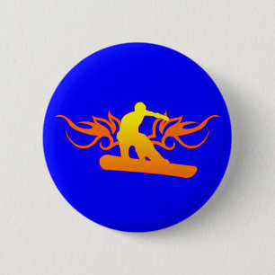 snowboard. tribalz. 6 cm round badge