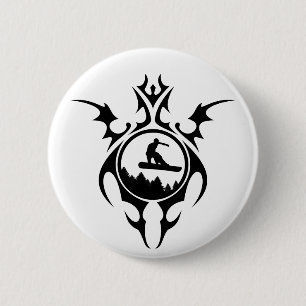 snowboard. tribalz. 6 cm round badge