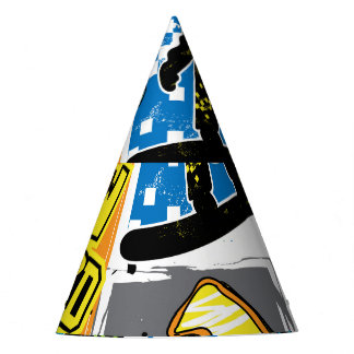 Snowboard Typography: Extreme Kid's Background. Party Hat