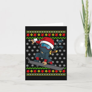 Snowboard Ugly Christmas Sweater Pattern Ninja Sno Card