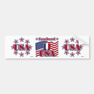 Snowboard USA Bumper Sticker
