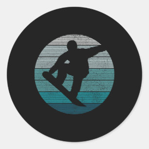 Snowboard Vintage Retro Freestyle Snowboarding Gif Classic Round Sticker