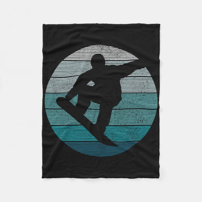 Snowboard Vintage Retro Freestyle Snowboarding Gif Fleece Blanket (Front)