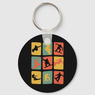 Snowboard Vintage Retro Snowboarding Key Ring