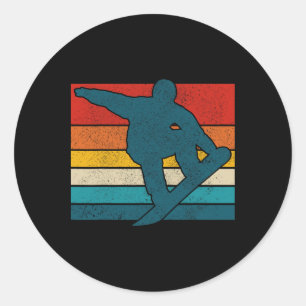 Snowboard Vintage Retro Snowboarding Snowboarder G Classic Round Sticker