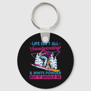 Snowboard White Powder Retro 90s 80s Snowboarding  Key Ring