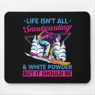 Snowboard White Powder Retro 90s 80s Snowboarding  Mouse Pad