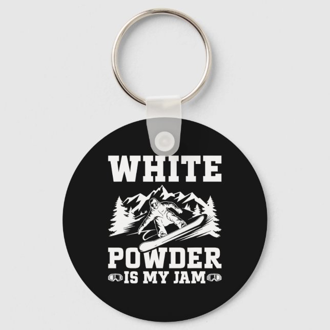 Snowboard White Powder Snow Winter Snowboarding  Key Ring (Front)