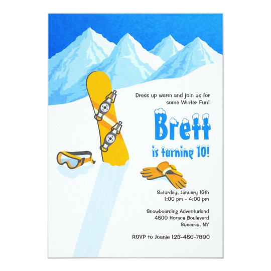 Snowboard Winter Fun Invitation
