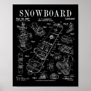 Snowboard Winter Snowboarding Vintage Patent Drawi Poster