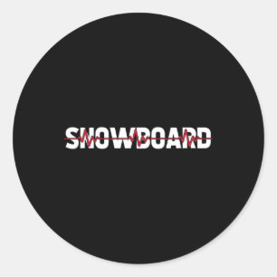 Snowboard - Winter Sports Snowboarder Ekg Heartbea Classic Round Sticker