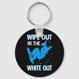 Snowboard Wipe Out In The White Out Ski Resort Sno Key Ring