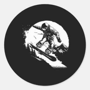 Snowboarder Alpine Snowboarding 1  Classic Round Sticker
