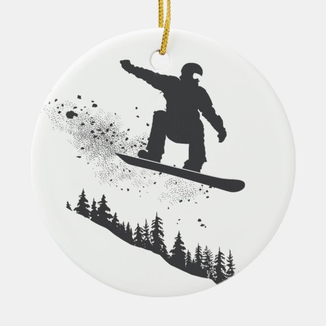 Snowboarder Ceramic Ornament (Front)