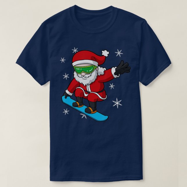 Snowboarder Christmas Santa Claus Snowboard Snowbo T-Shirt (Design Front)