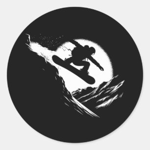 Snowboarder Cliff Snowboarding Snowboard  Classic Round Sticker