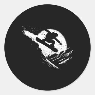 Snowboarder Cliff Snowboarding Snowboard Distresse Classic Round Sticker