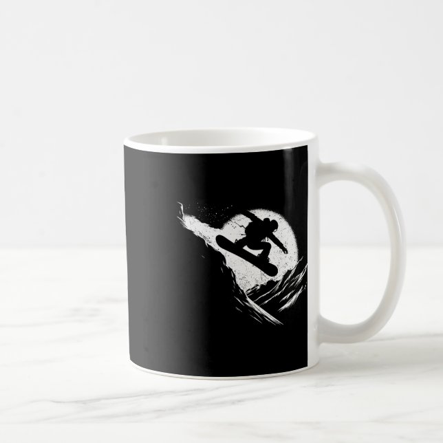 Snowboarder Cliff Snowboarding Snowboard Distresse Coffee Mug (Right)