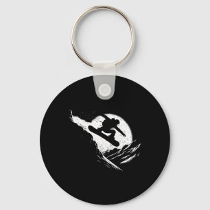 Snowboarder Cliff Snowboarding Snowboard Distresse Key Ring