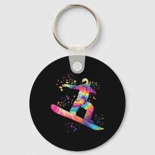 Snowboarder Colorful Snowboard Snowboarding 10  Key Ring