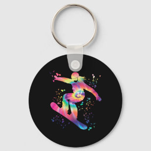Snowboarder Colorful Snowboard Snowboarding  Key Ring