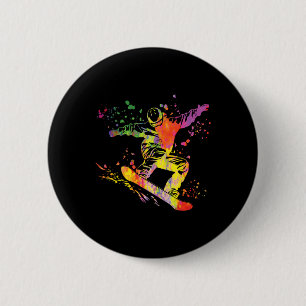 Snowboarder Colourful Snowboard Snowboarding 12 6 Cm Round Badge