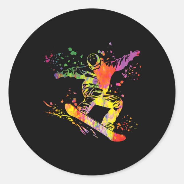 Snowboarder Colourful Snowboard Snowboarding 12  Classic Round Sticker (Front)