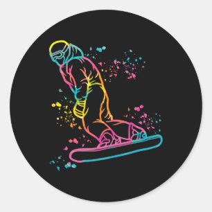 Snowboarder Colourful Snowboard Snowboarding 16 Classic Round Sticker