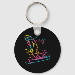 Snowboarder Colourful Snowboard Snowboarding 16 Key Ring