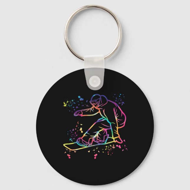 Snowboarder Colourful Snowboard Snowboarding 1  Key Ring (Front)
