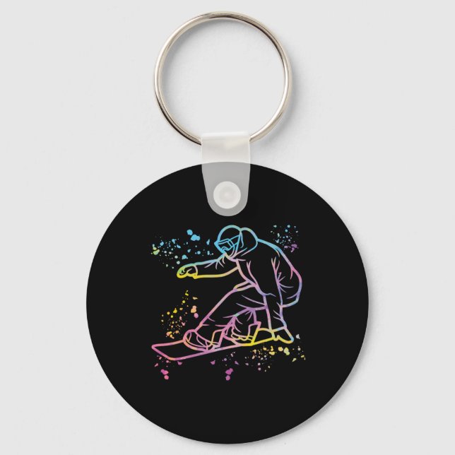 Snowboarder Colourful Snowboard Snowboarding 20  Key Ring (Front)