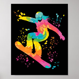 Snowboarder Colourful Snowboard Snowboarding 22 Poster