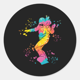Snowboarder Colourful Snowboard Snowboarding 25 Classic Round Sticker