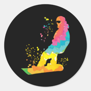 Snowboarder Colourful Snowboard Snowboarding 30  Classic Round Sticker