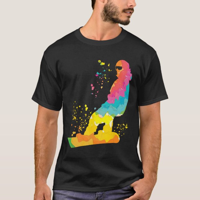 Snowboarder Colourful Snowboard Snowboarding 30  T-Shirt (Front)
