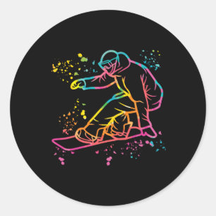 Snowboarder Colourful Snowboard Snowboarding 33 Classic Round Sticker