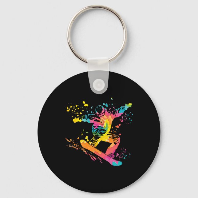 Snowboarder Colourful Snowboard Snowboarding 43  Key Ring (Front)