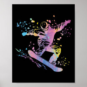 Snowboarder Colourful Snowboard Snowboarding 48 Poster