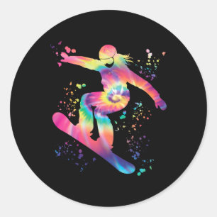 Snowboarder Colourful Snowboard Snowboarding  Classic Round Sticker